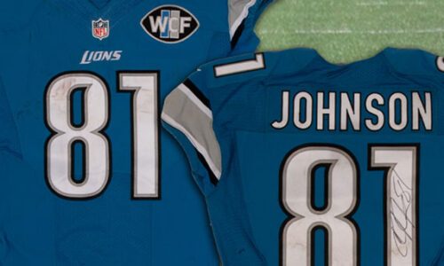Calvin Johnson Signed Detroit Game Worn Jersey Photo-Matched To Win